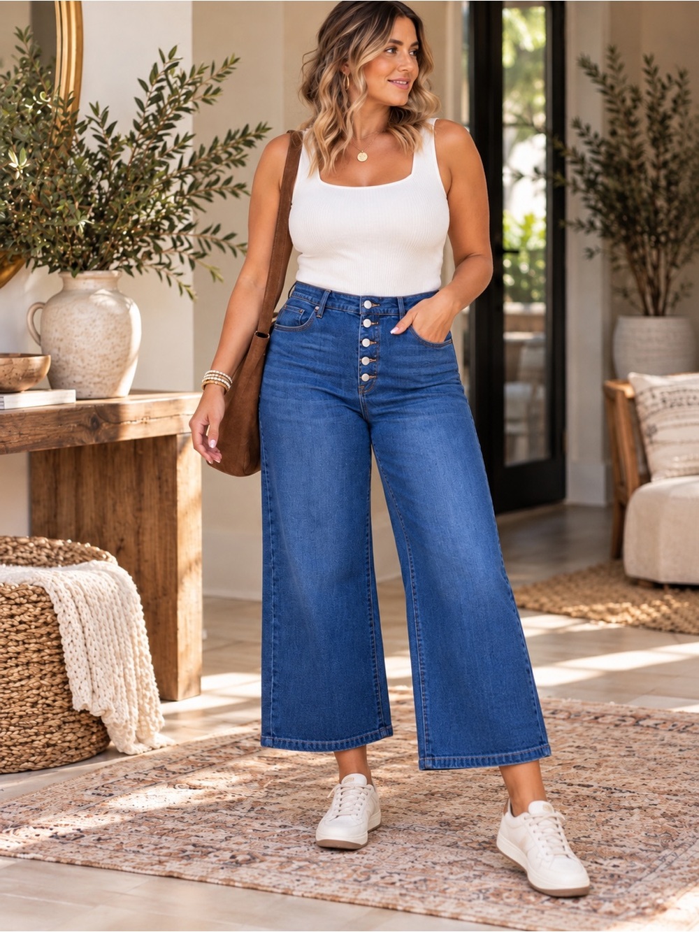 Banana Republic Wide Leg Cropped High Rise Button Fly Jeans Size 35/20 NWT #852